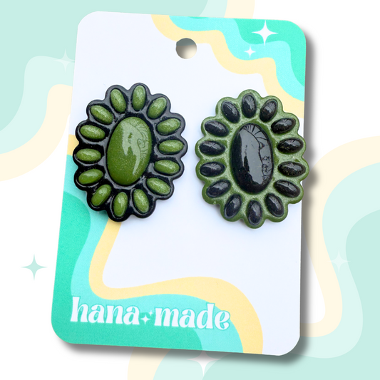 Oversized Olive Stone Studs