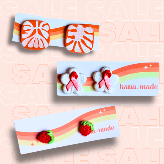 Silly Sale - Studs - Pink & Red