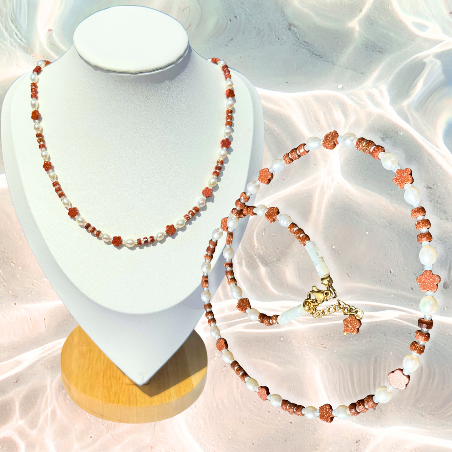 Goldstone Flower Necklace