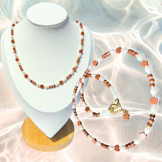 Goldstone Flower Necklace