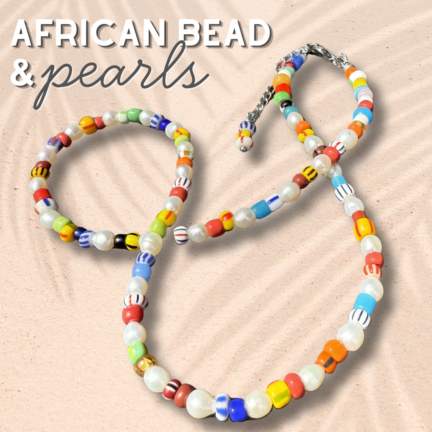 Pearl and African Glass Necklace