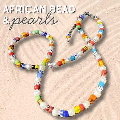 Pearl and African Glass Necklace